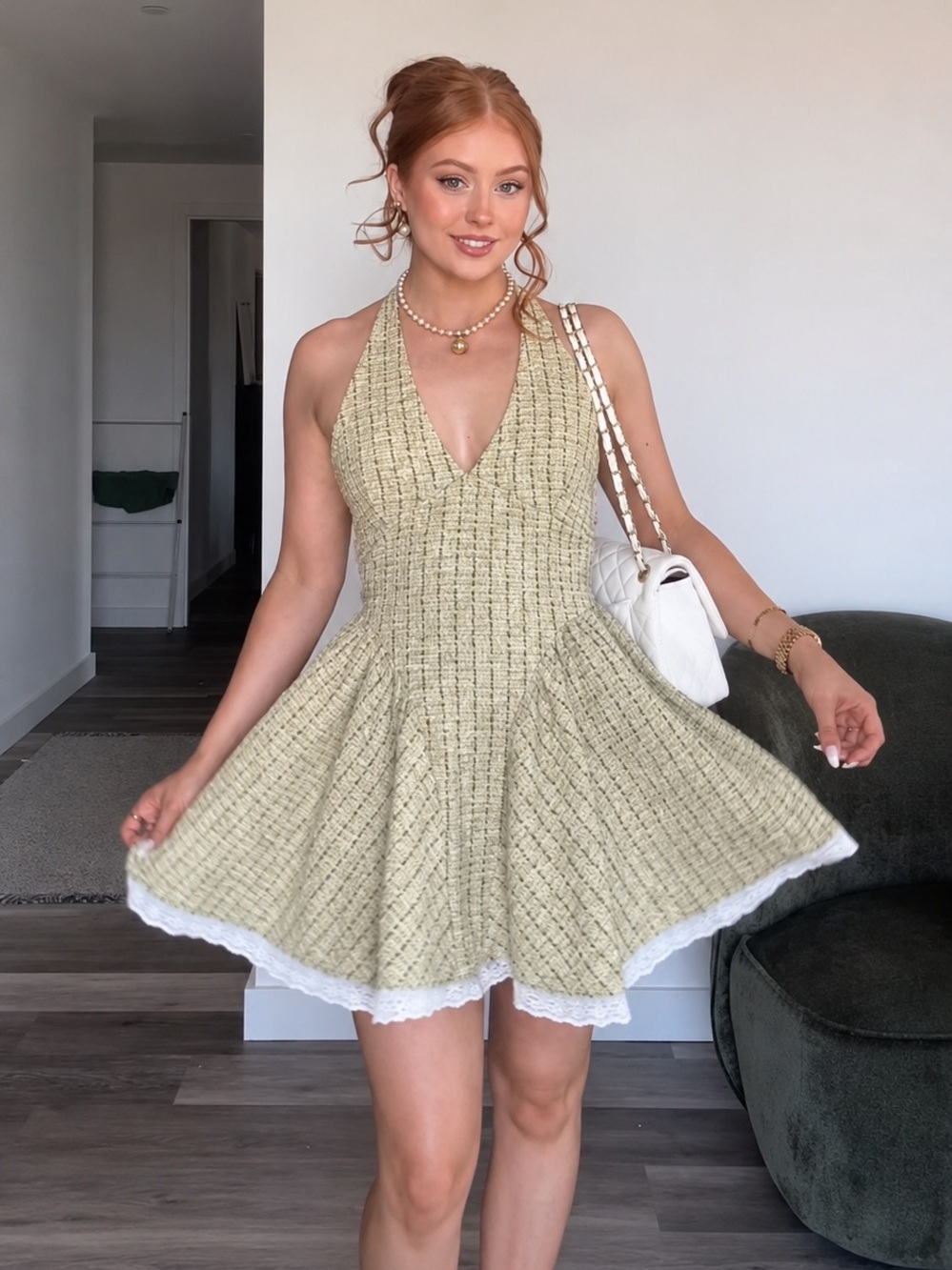 ZARA BNWT STRUCTURED HALTER DRESS. GREEN 5039/269/500